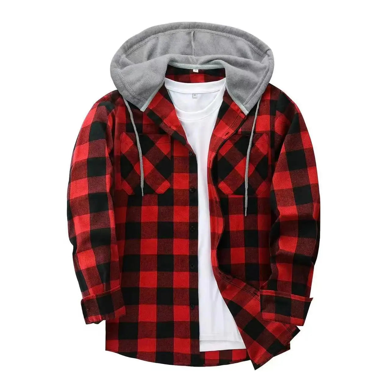 Classic Plaid Button Down Hoodie - Unisex