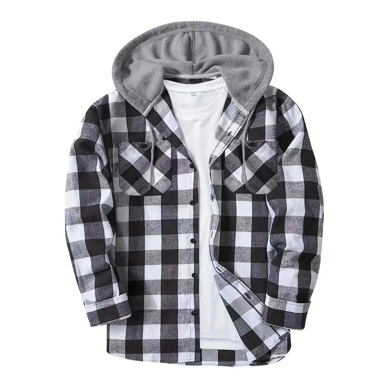 Classic Plaid Button Down Hoodie - Unisex